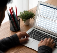Accounting software on computer screen showing financial statement spreadsheets and account balance of corporate business offer accountant a fine calculation accounting snugly